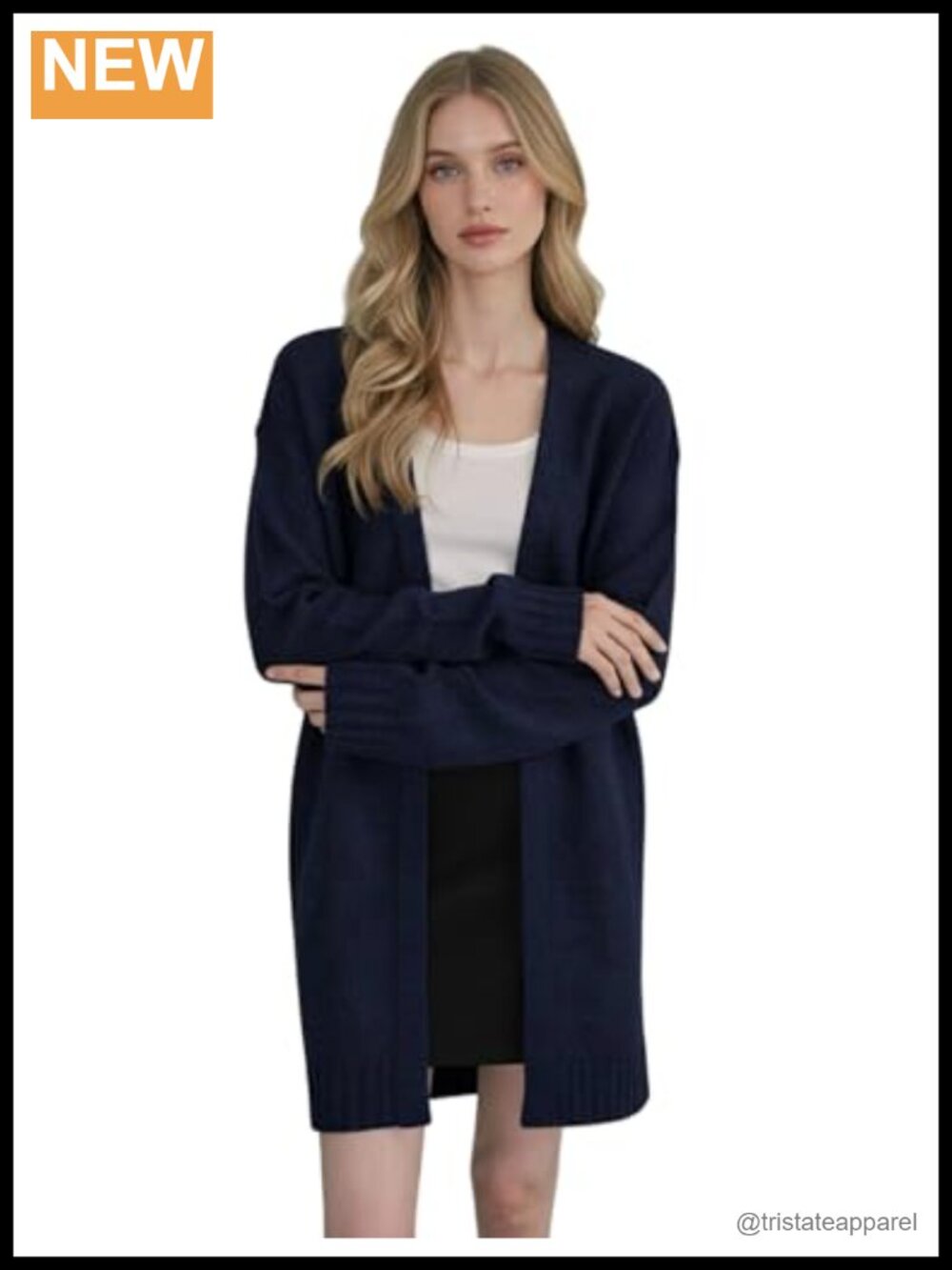 Open Front Cardigan Long Sleeve Knit Sweater with Pockets